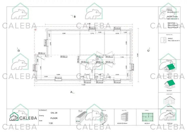 Casa in legno coibentata ALMA 66 m², planimetria