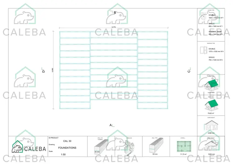 Casa in legno GIADA 72 m², piano fondazione