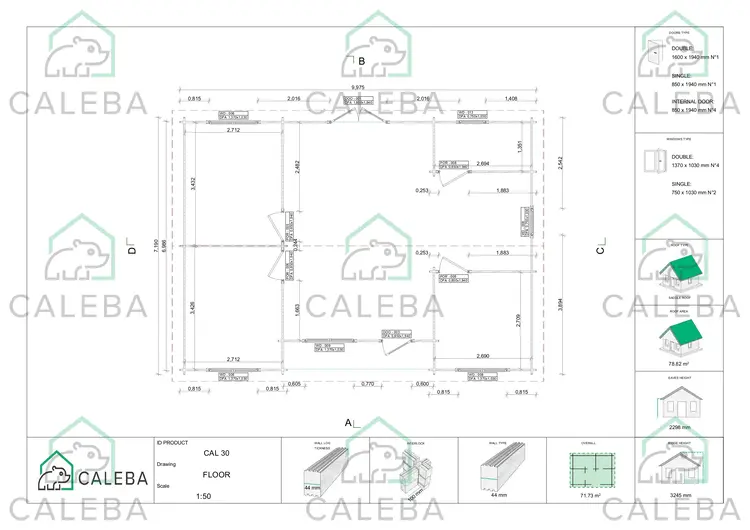 Casa in legno GIADA 72 m², planimetria