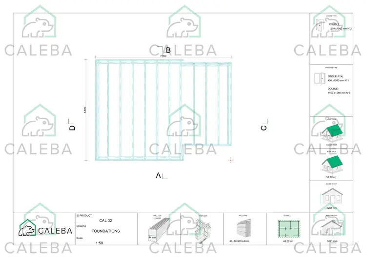 Casa coibentata ADELE 48 m², piano fondazione