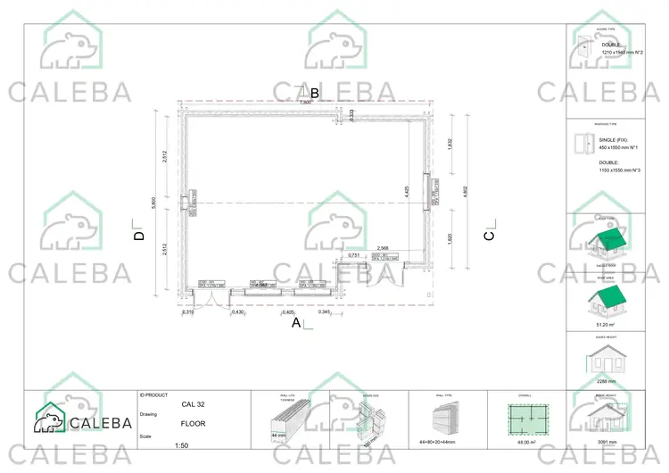 Casa coibentata ADELE 48 m², planimetria