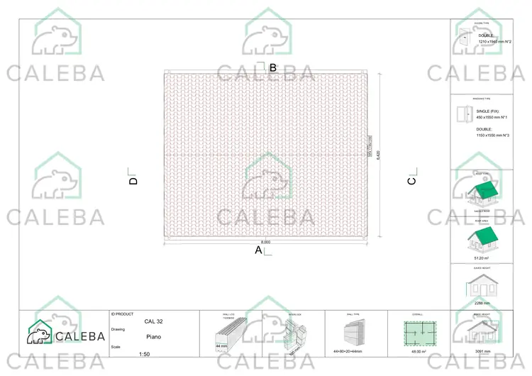 Casa coibentata ADELE 48 m², pianta copertura