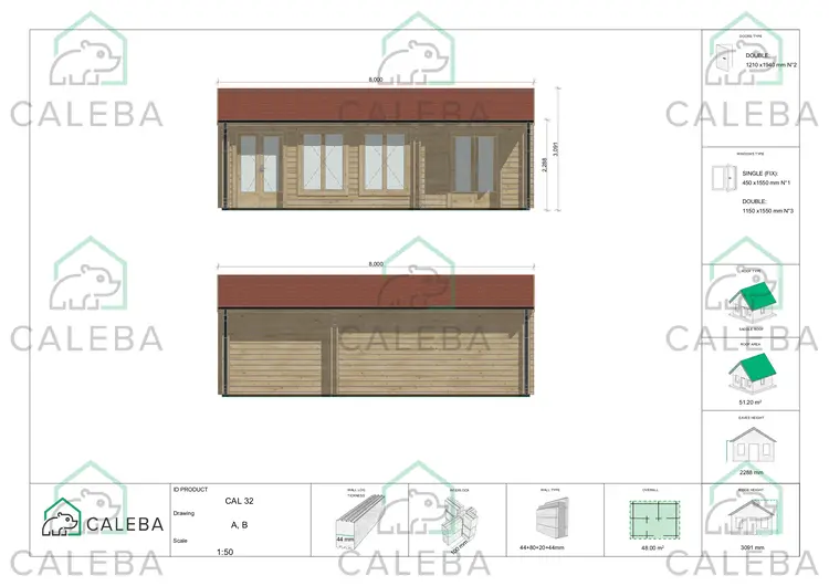 Casa coibentata ADELE 48 m², lato A/B