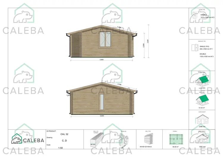 Casa coibentata ADELE 48 m², lato C/D
