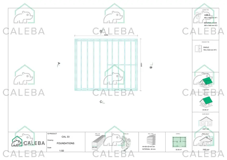 Casa di legno coibentata IRMA 30 m², piano fondazione