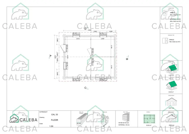Casa di legno coibentata IRMA 30 m², planimetria