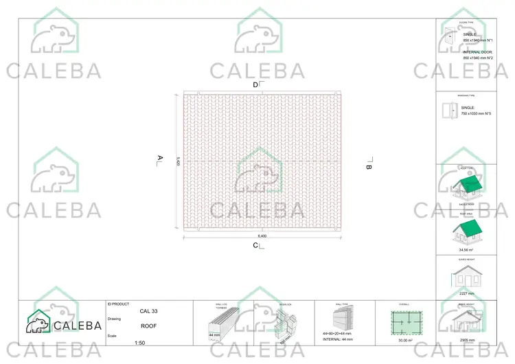 Casa di legno coibentata IRMA 30 m², pianta copertura
