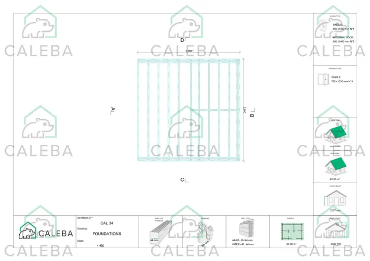 Casa di legno coibentata IRMA 36 m², piano fondazione