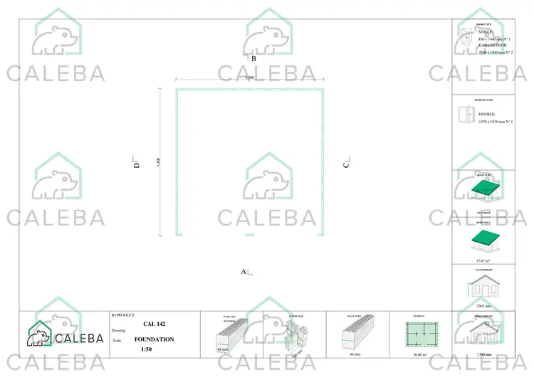 Garage in legno doppio a monofalda 36 m², piano fondazione
