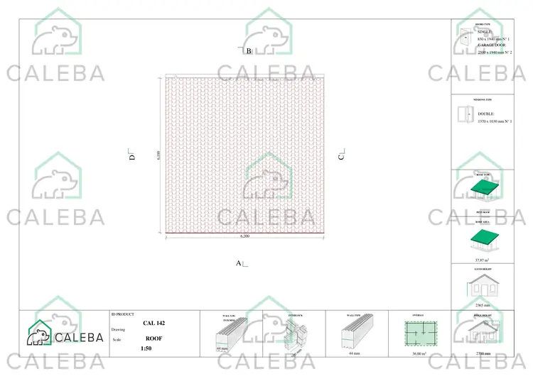 Garage in legno doppio a monofalda 36 m², pianta copertura