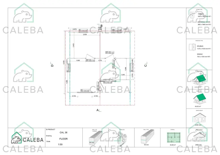 Casa di legno ELBA 36 m², planimetria