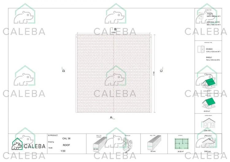 Casa di legno ELBA 36 m², pianta copertura