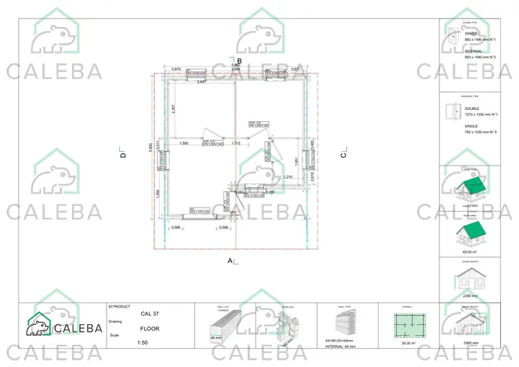 Casa coibentata ELBA 36 m², planimetria