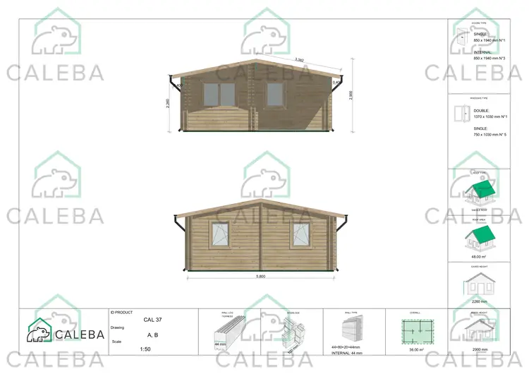 Casa coibentata ELBA 36 m², lato A/B