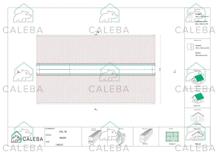 Casa in legno NIZZA 116 m², pianta copertura