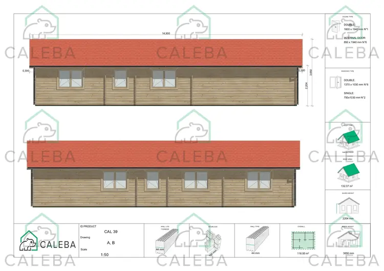 Casa in legno NIZZA 116 m², lati A/B