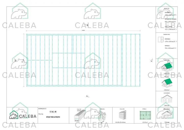 Casa coibentata di legno SOFIA 116 m², piano fondazione