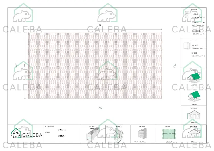 Casa coibentata di legno SOFIA 116 m², pianta copertura
