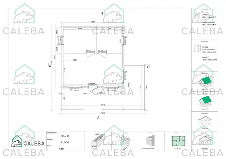 Casa coibentata SMERALDA con mezzanino calpestabile e terrazza 63.20 m², planimetria primo piano
