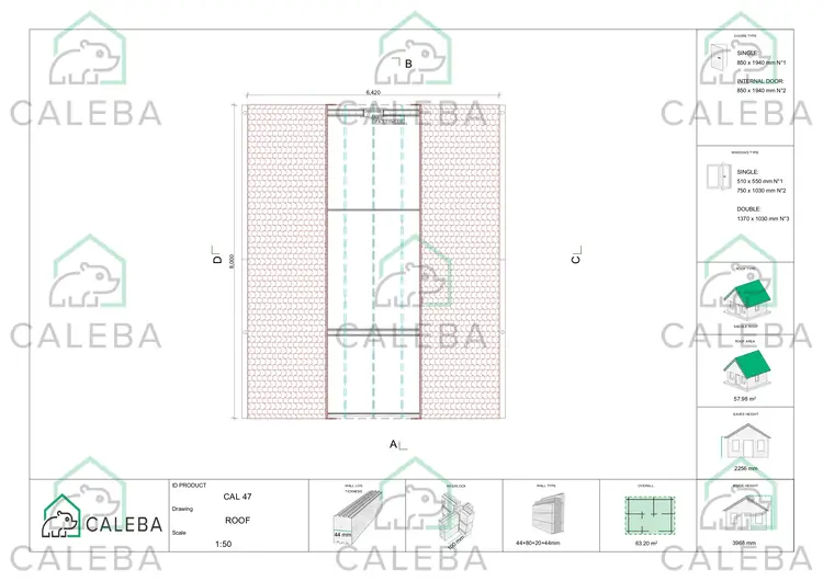 Casa coibentata SMERALDA con mezzanino calpestabile e terrazza 63.20 m², pianta copertura