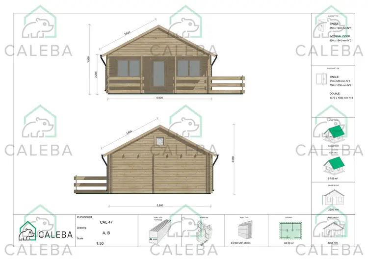 Casa coibentata SMERALDA con mezzanino calpestabile e terrazza 63.20 m², lato A/B