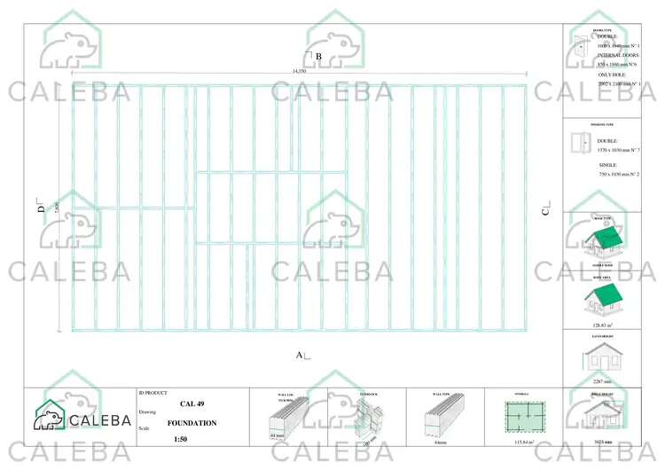 Casa in legno FIRENZE 96 m², piano fondazione