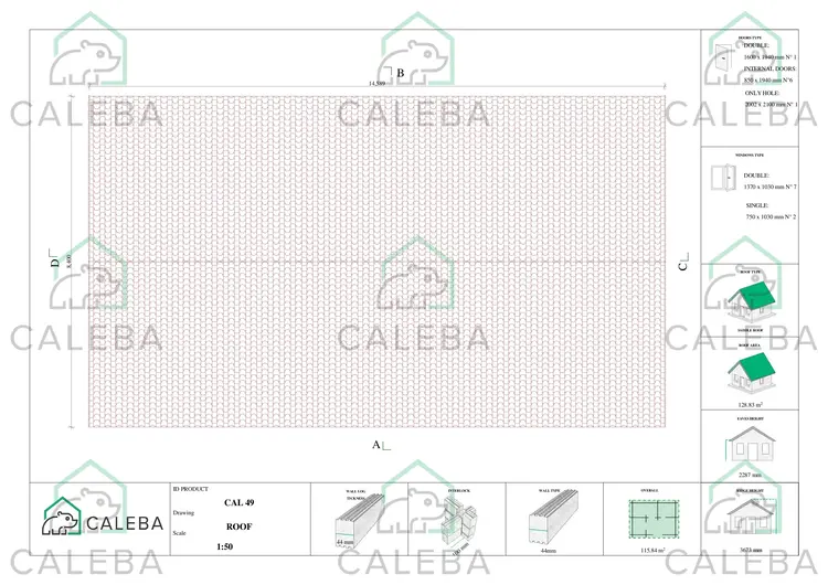 Casa in legno FIRENZE 96 m², pianta copertura