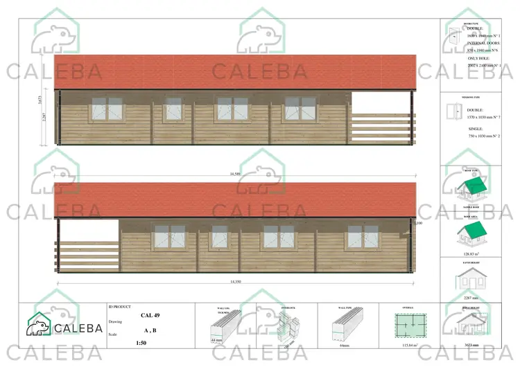 Casa in legno FIRENZE 96 m², lato A/B