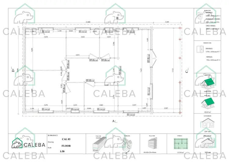 Casa di legno coibentata FIRENZE 96 m², planimetria