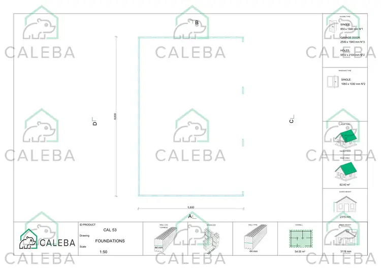 Garage in legno TRE POSTI 54 m², piano fondazione