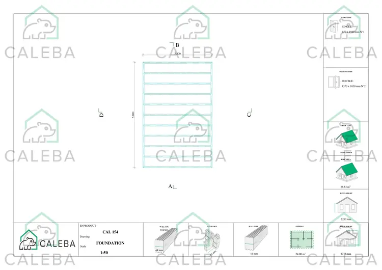 Casa in legno da giardino ANNA 24 m², piano fondazione