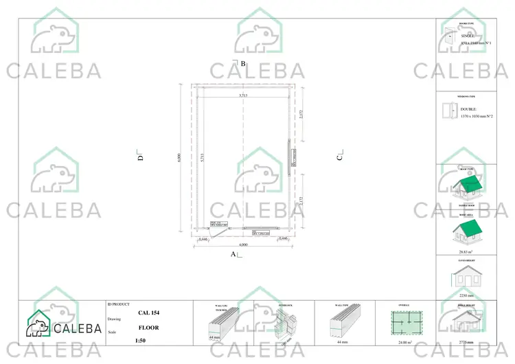 Casa in legno da giardino ANNA 24 m², planimetria
