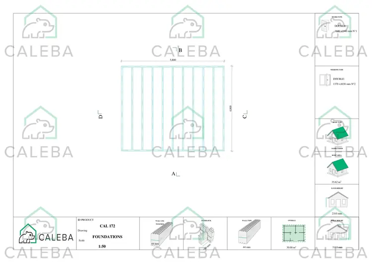 Casetta da giardino LELLA 30 m², piano fondazione