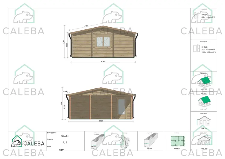 Tettoia auto in legno DOPPIA con ripostiglio 40 m², lato A/B