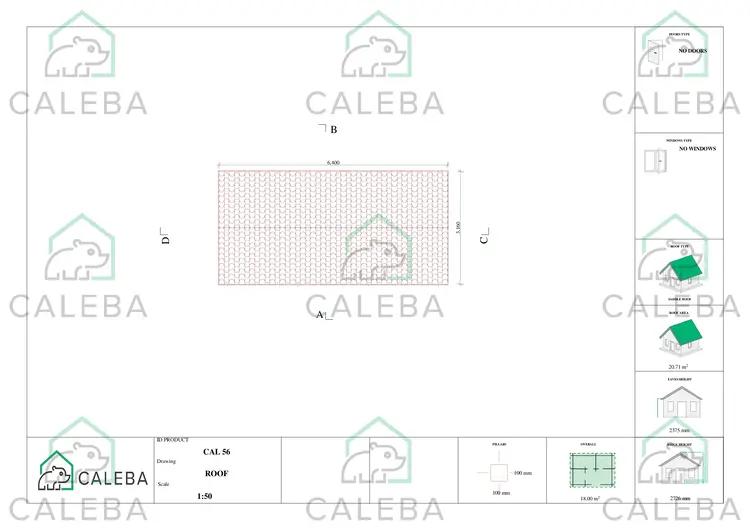 Tettoia auto di legno 18 m², pianta copertura