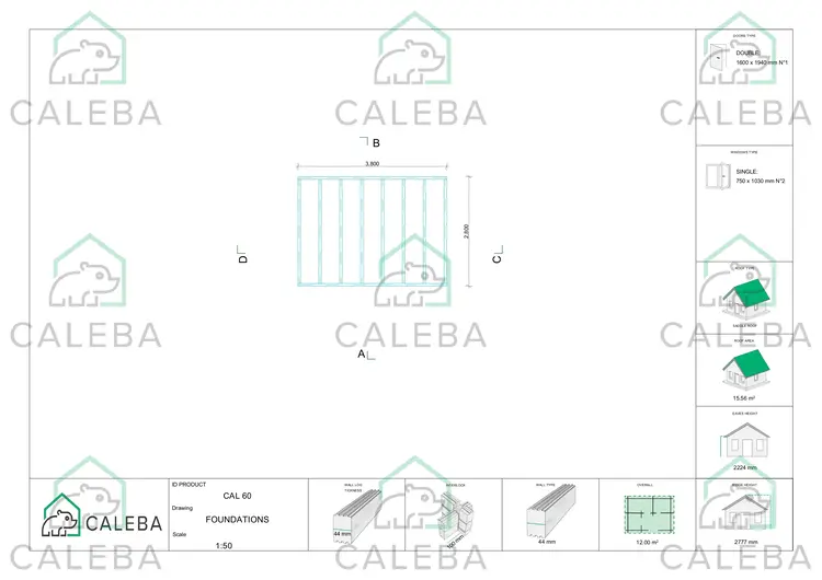 Casetta in legno GIULIA 12 m², piano fondazione