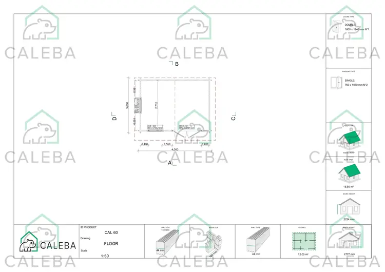 Casetta in legno GIULIA 12 m², planimetria