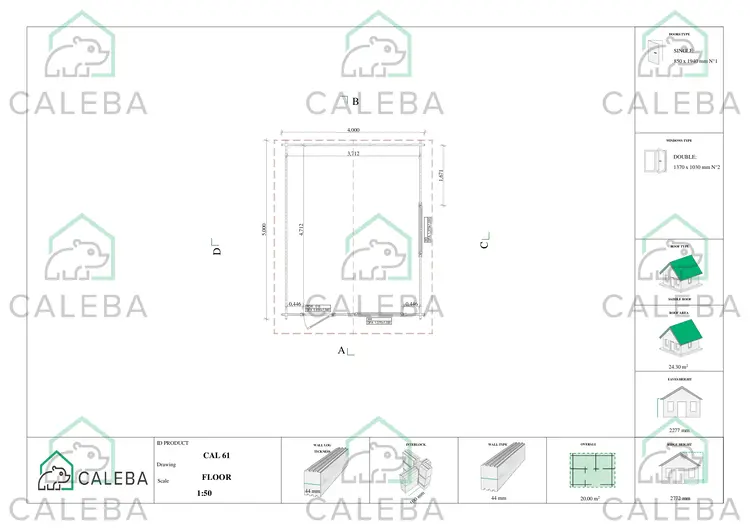 Casetta in legno ANITA 20 m², planimetria