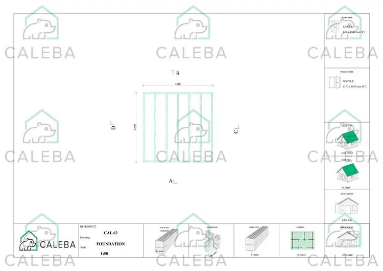 Casa in legno da giardino ANNA 16 m², piano fondazione