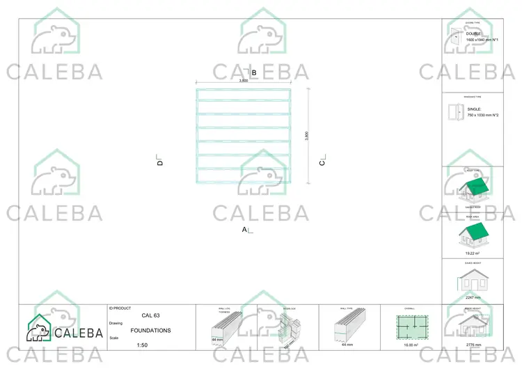 Casa in legno da giardino LAURA 16 m², piano fondazione