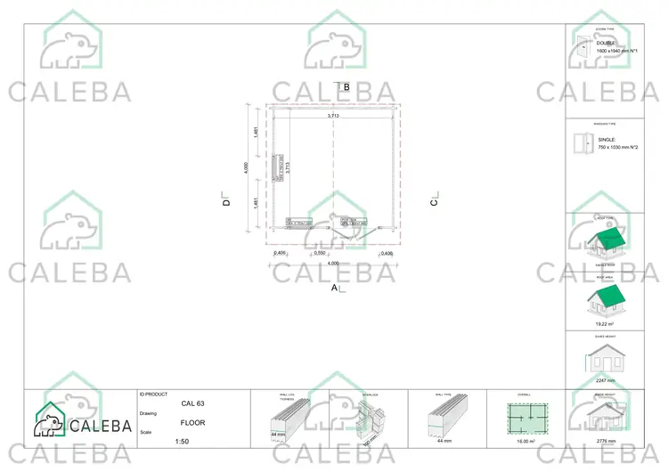 Casa in legno da giardino LAURA 16 m², planimetria