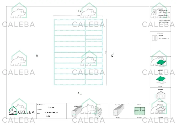 Casa di legno AURELIA 48 m², piano fondazione