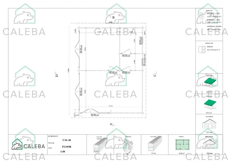 Casa di legno AURELIA 48 m², planimetria