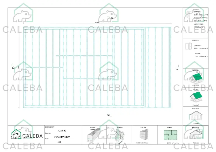 Casa prefabbricata in legno 116 m² FIRENZE, piano fondazione