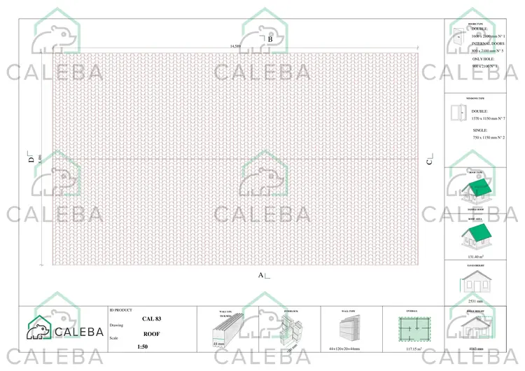 Casa prefabbricata in legno 116 m² FIRENZE, pianta copertura