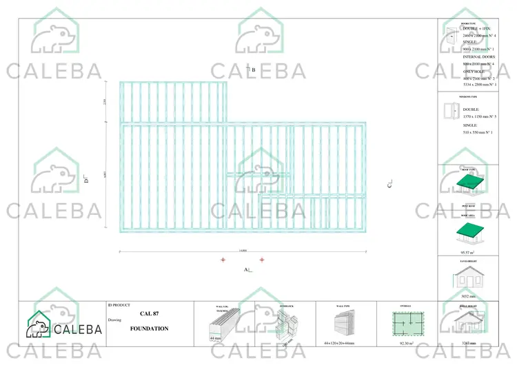 Casa prefabbricata luminosa DAFNE, piano fondazione