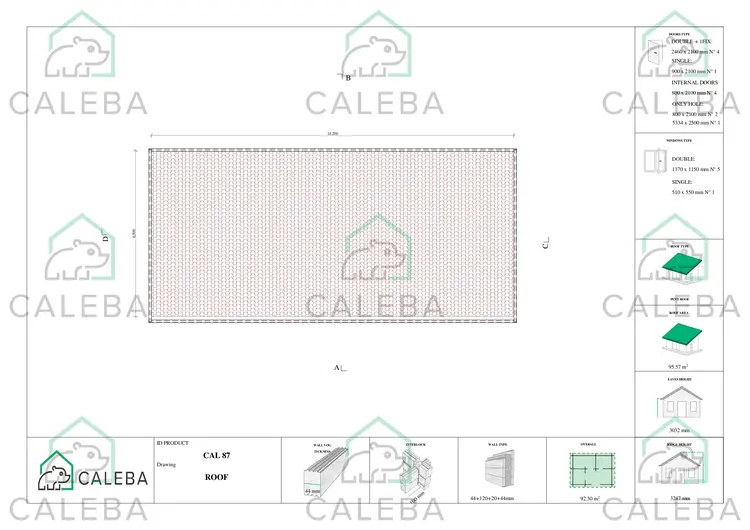 Casa prefabbricata luminosa DAFNE, pianta copertura