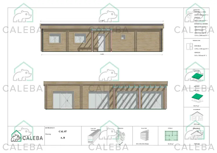 Casa prefabbricata luminosa DAFNE, lati A/B