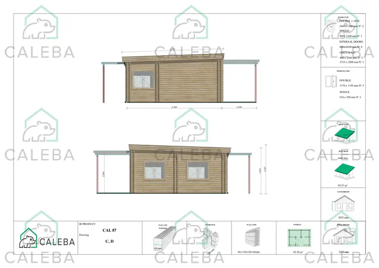 Casa prefabbricata luminosa DAFNE, lati C/D