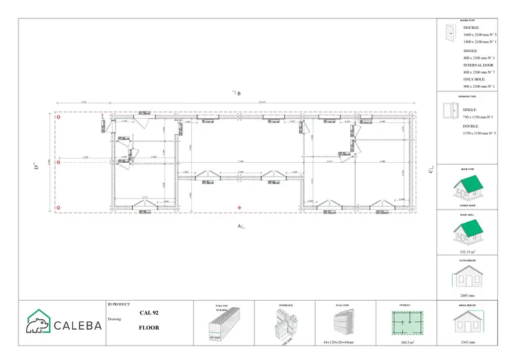 Casa prefabbricata con tettoia auto CLIO, planimetria